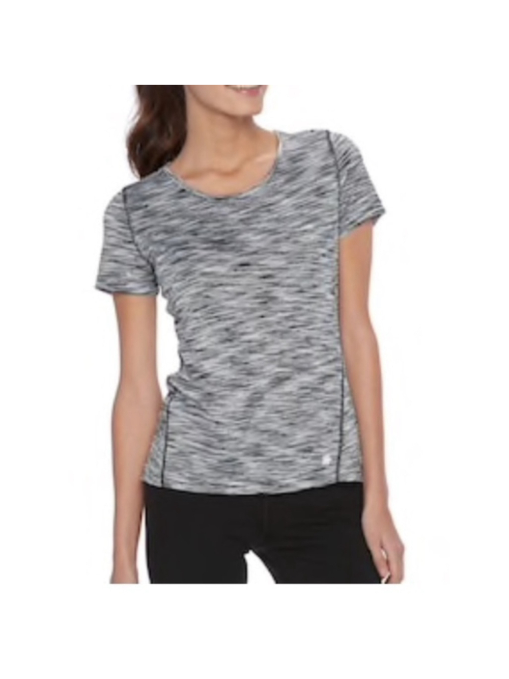 Women's Tek Gear DryTek Black & White Space-Dye Performance Tee L